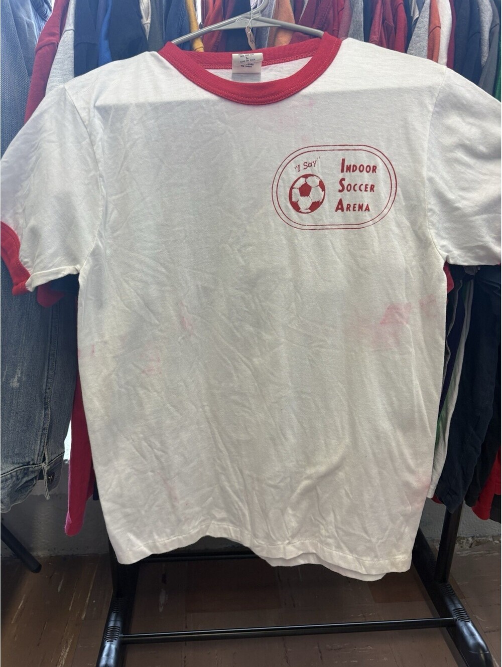 Vintage Paramount Sportswear Indoor Soccer Arena Ringer Tee Size L USA Made